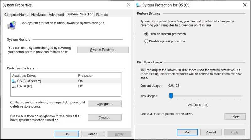 Aktiver systemgjenoppretting