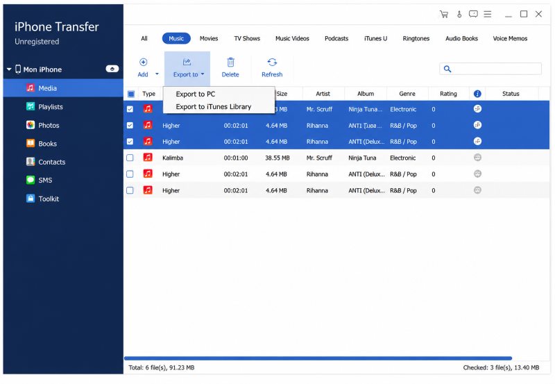 Eksportuj muzykę do biblioteki na komputerze