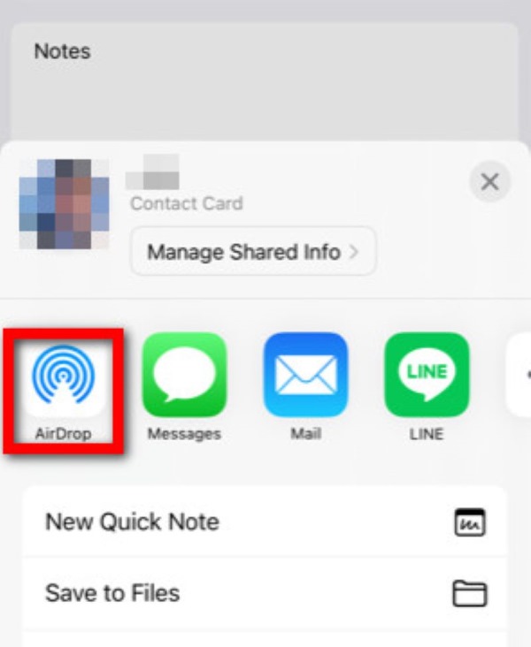 Arkusz udostępniania iPhone'a AirDrop