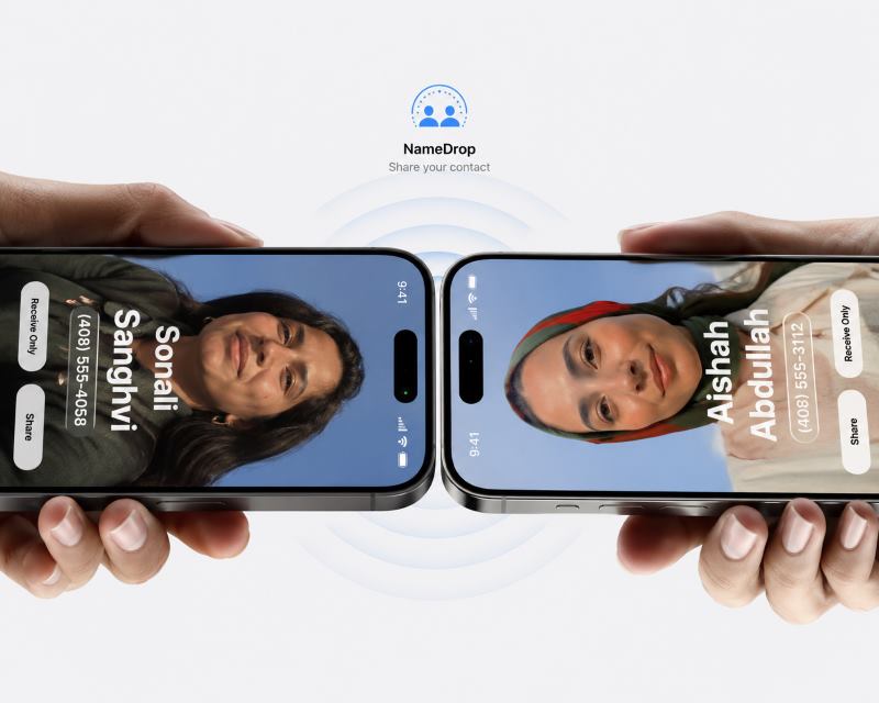 NameDrop Dotykanie iPhone'ów od góry do góry