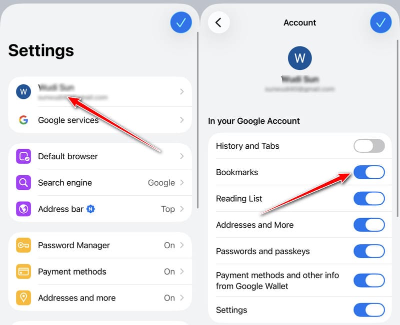 Toggle On Google Bookmarks Sync
