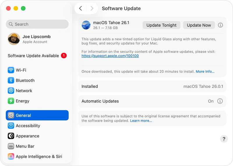 Обновите Macos