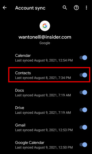 Sincronizar contactos de la cuenta de Google