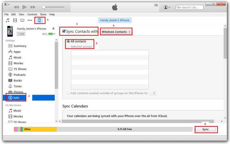 Sync iTunes Contact