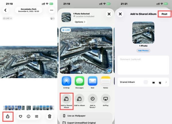 Přidat do sdíleného alba