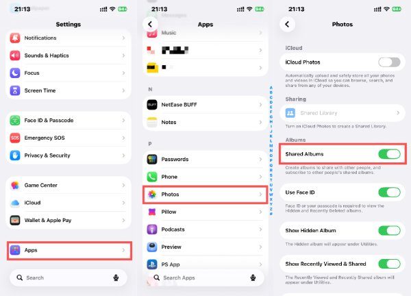 Povolit sdílená alba