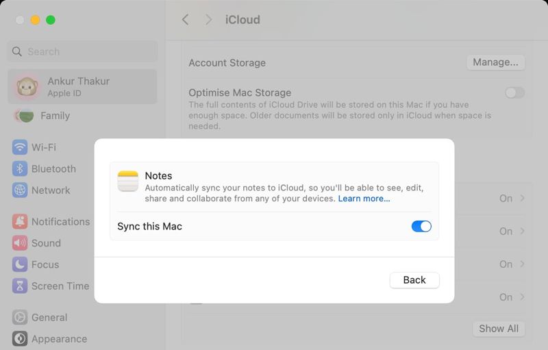 Synchronizace poznámek na Macu
