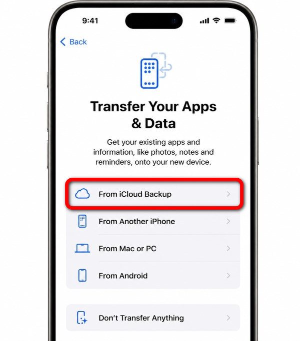 Transfer from iCloud Backup