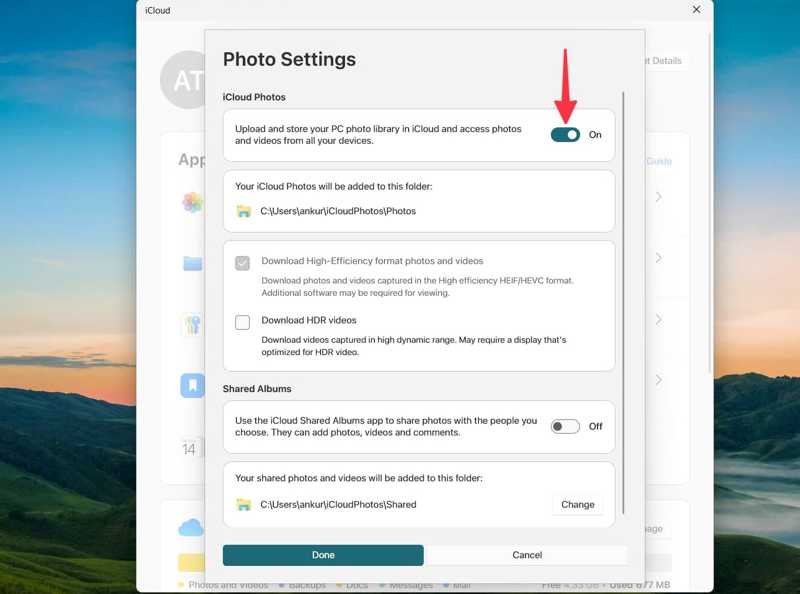 iCloud Photos Settings