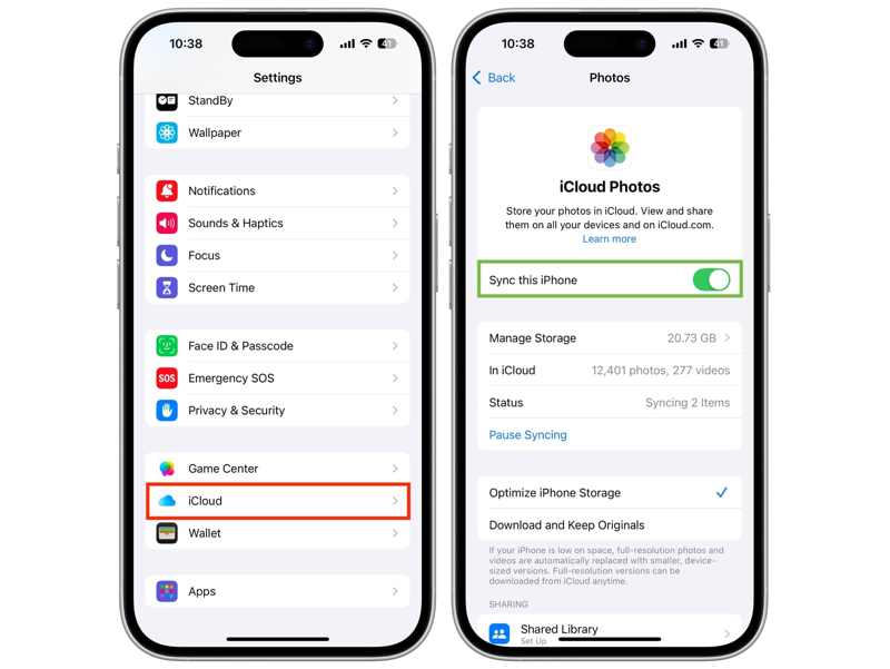 Sync iCloud Photos iPhone