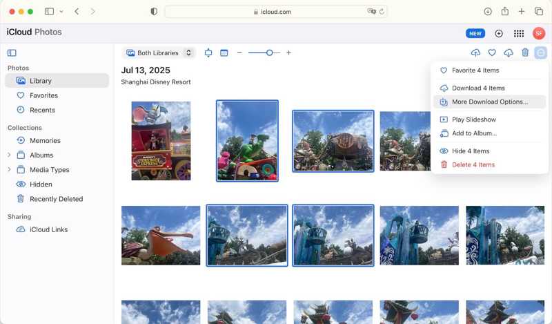 Скачать фотографии iCloud
