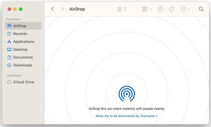 Включите функцию поиска аирдропов.