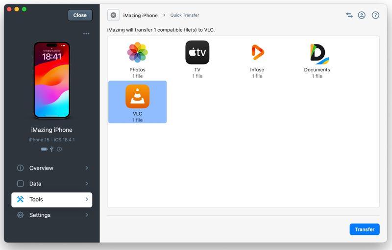 Snel overzetten van geselecteerde film