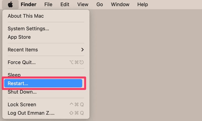 Перезапустить Mac