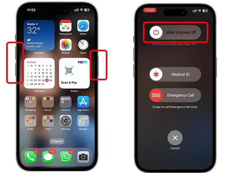 Перезапустить iPhone
