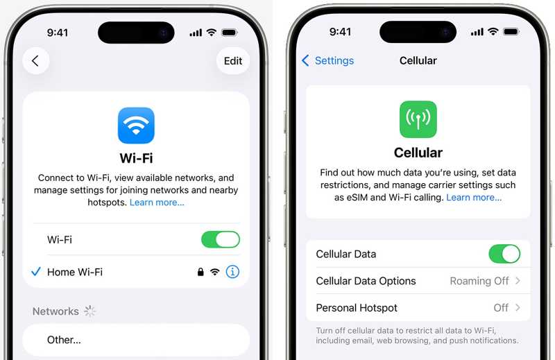 Проверьте сеть iPhone