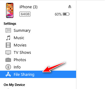 Vyberte Sdílení souborů
