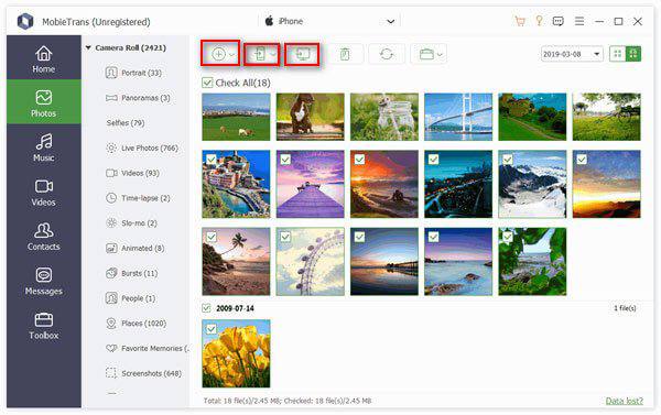 Transfer Options Apeaksoft