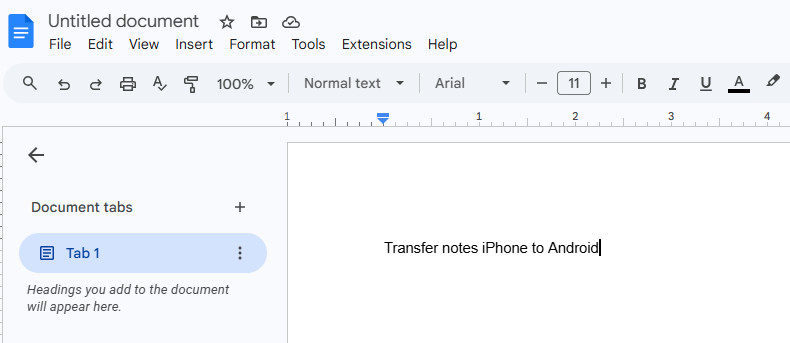 iPhoneのメモをGoogleドキュメントを使ってAndroidにエクスポートする