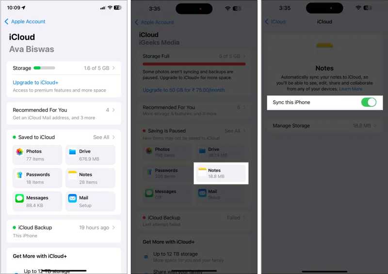 Notities synchroniseren met iCloud