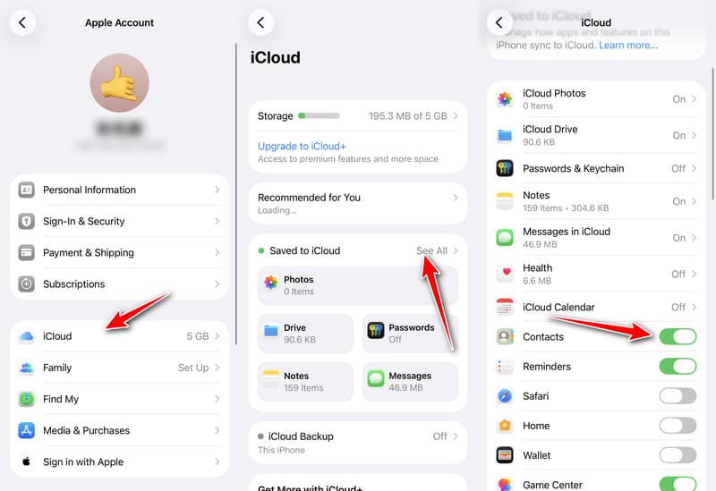 Sincronizar contactos con iCloud