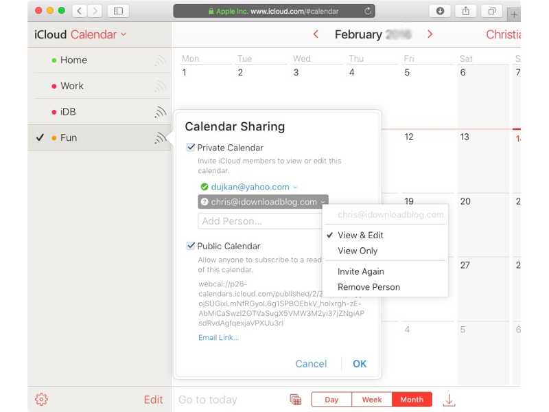 iCloud Takvimini Paylaşma