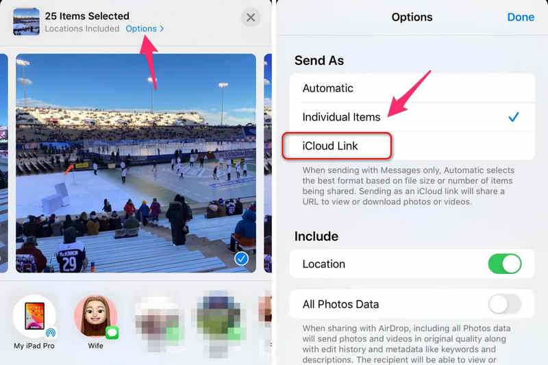Share iCloud Photos With iCloud Link