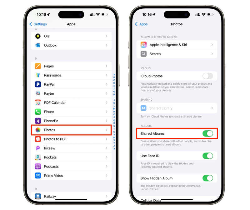 Turn On Shared Album