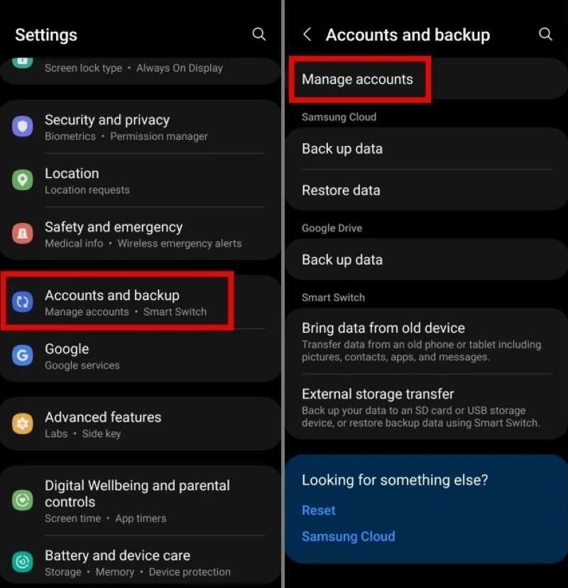 Android-Konten und Backup