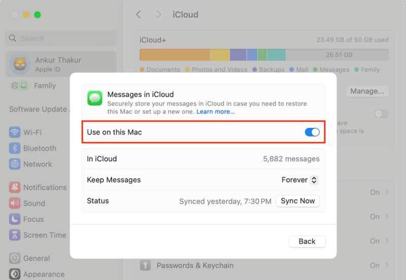 Sync Message iCloud Mac