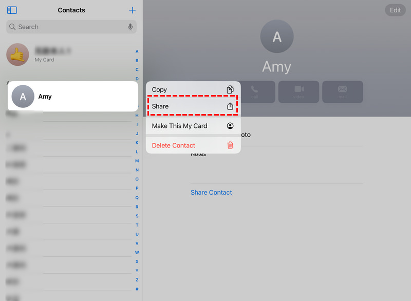Select Contact Share