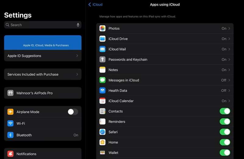 iCloud Sync iPad