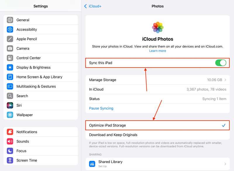 Синхронизировать этот iPad