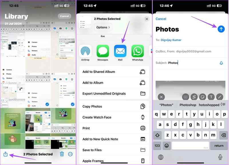 Fotók küldése e-mailben