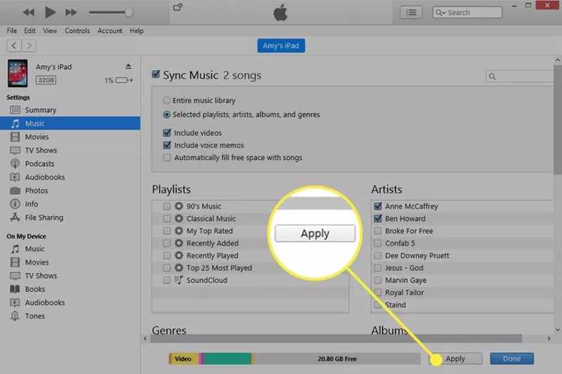 Sync Music itunes