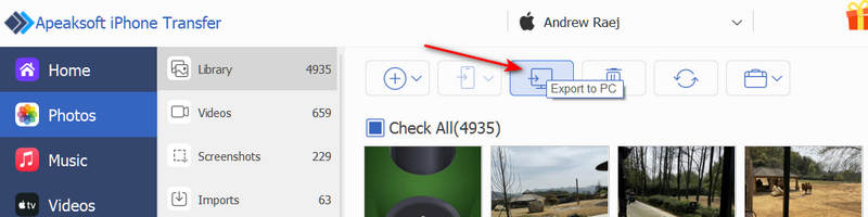 Export Photos to PC with Apeaksoft iPhone Transfer