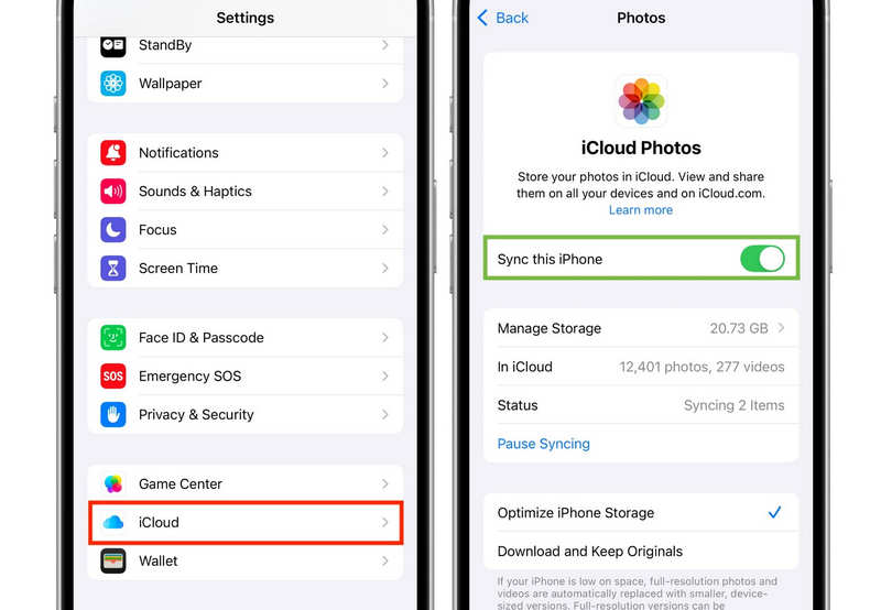 Sync Photos to iCloud