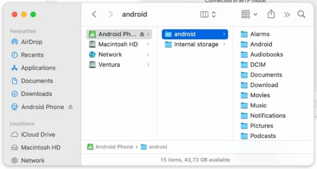 Przesyłanie zdjęć z Samsunga na komputer Mac przez USB