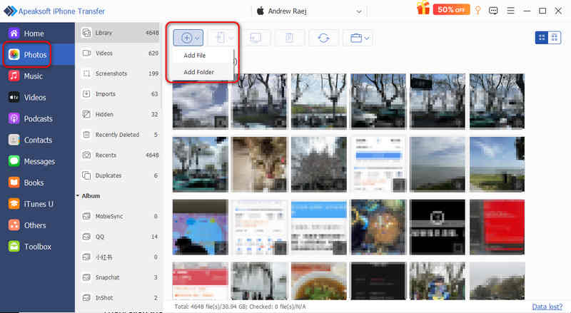 Transférer des photos de PC vers iPad avec Apeaksoft iPhone Transfer