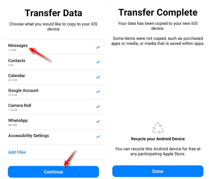 メッセージを選択完了