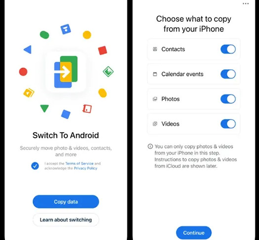 iPhoneからAndroidへSMSを切り替える