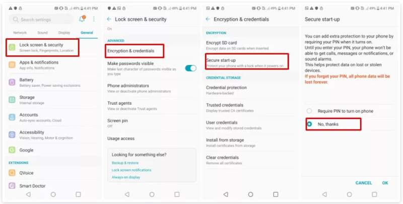 Disable LG Secure Startup