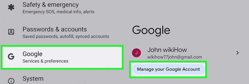 Manage Google Account