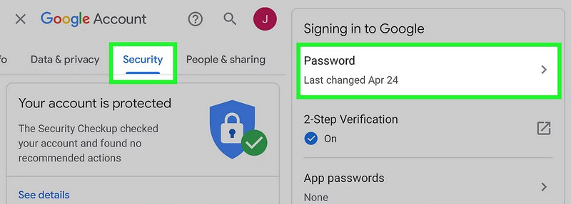 Reset Google Password