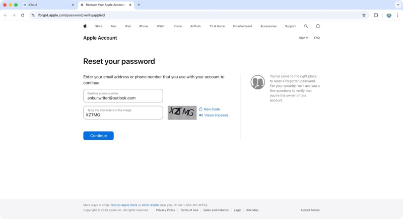Reimposta password ID Apple