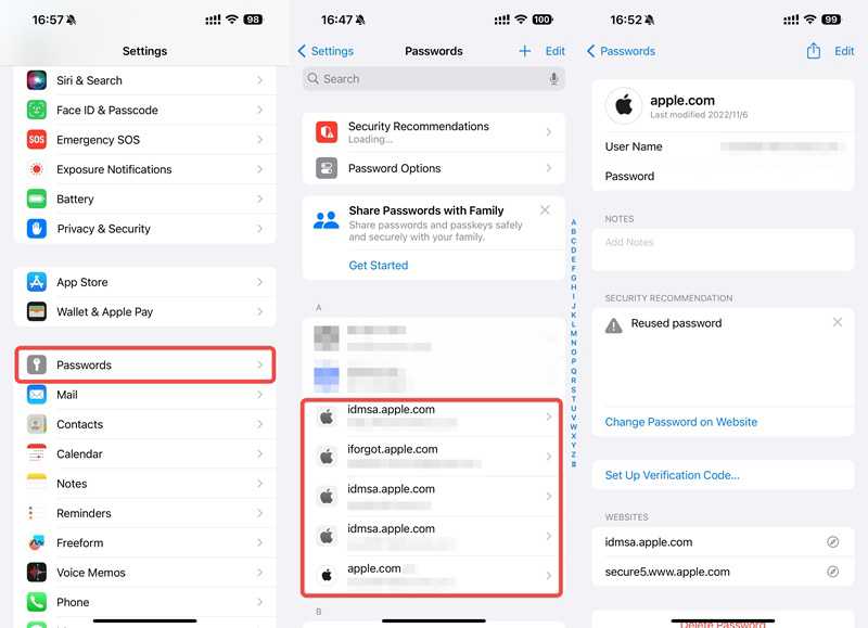 Apple ID-lösenord tidigare