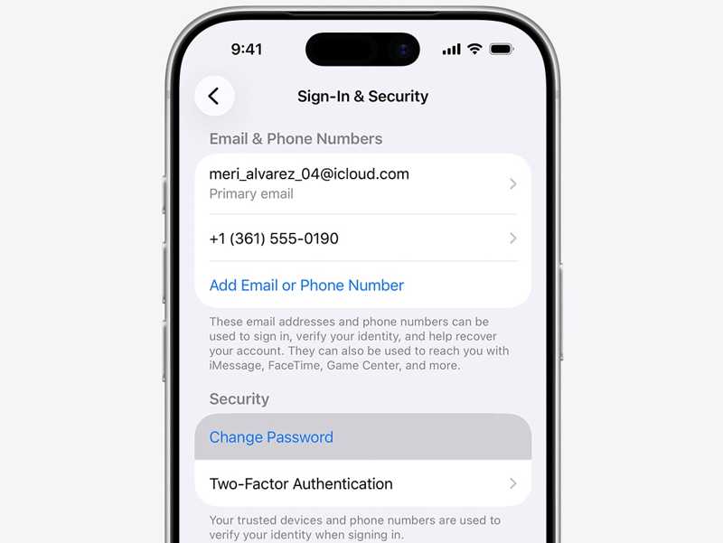 iCloudのパスワードを変更する