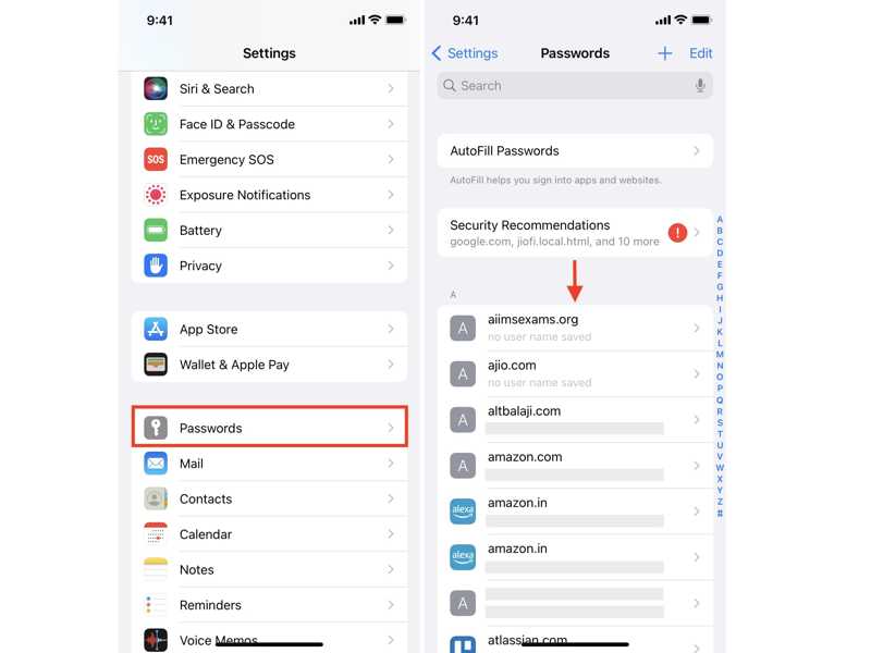 iPhoneでパスワードを探す