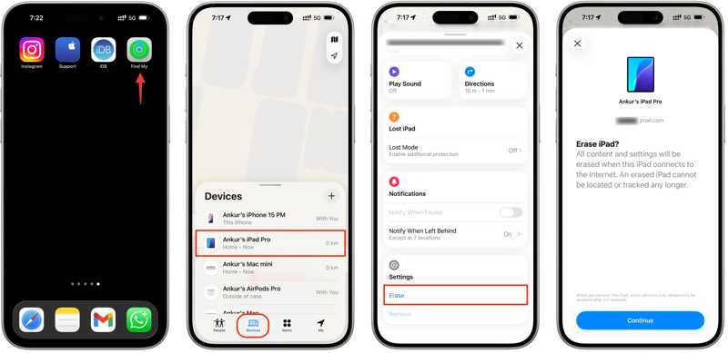 iPad törlése a Keresés alkalmazásban