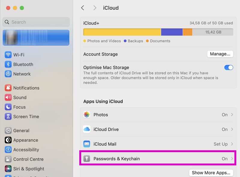 Desactivar el llavero de iCloud